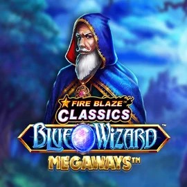 Fire Blaze Blue Wizard Megaways slot logo by Rarestone Gaming at Betcave Casino